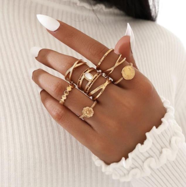 Matching Rings For Women Anillos Mujer Gold Ring Set Bagues Anillo Bohemian Jewellery Slytherin Accessories Couple Gift Sygnety