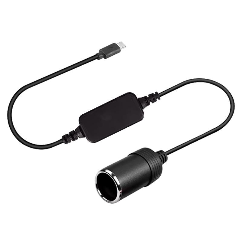 5V to 12V Type-C Car Cigarette Lighter Female Socket Charger for Dash Cam & Air Purifier.