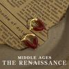 Burgundy Enamel Drop Glaze Earrings Collection Retro French Stud Earrings Hong Kong Style Earrings