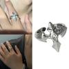Gothic Crosses Inlaid Adjustable Band Allergy Proof Metal Ring Unisex Accessory For Concerts Night Event