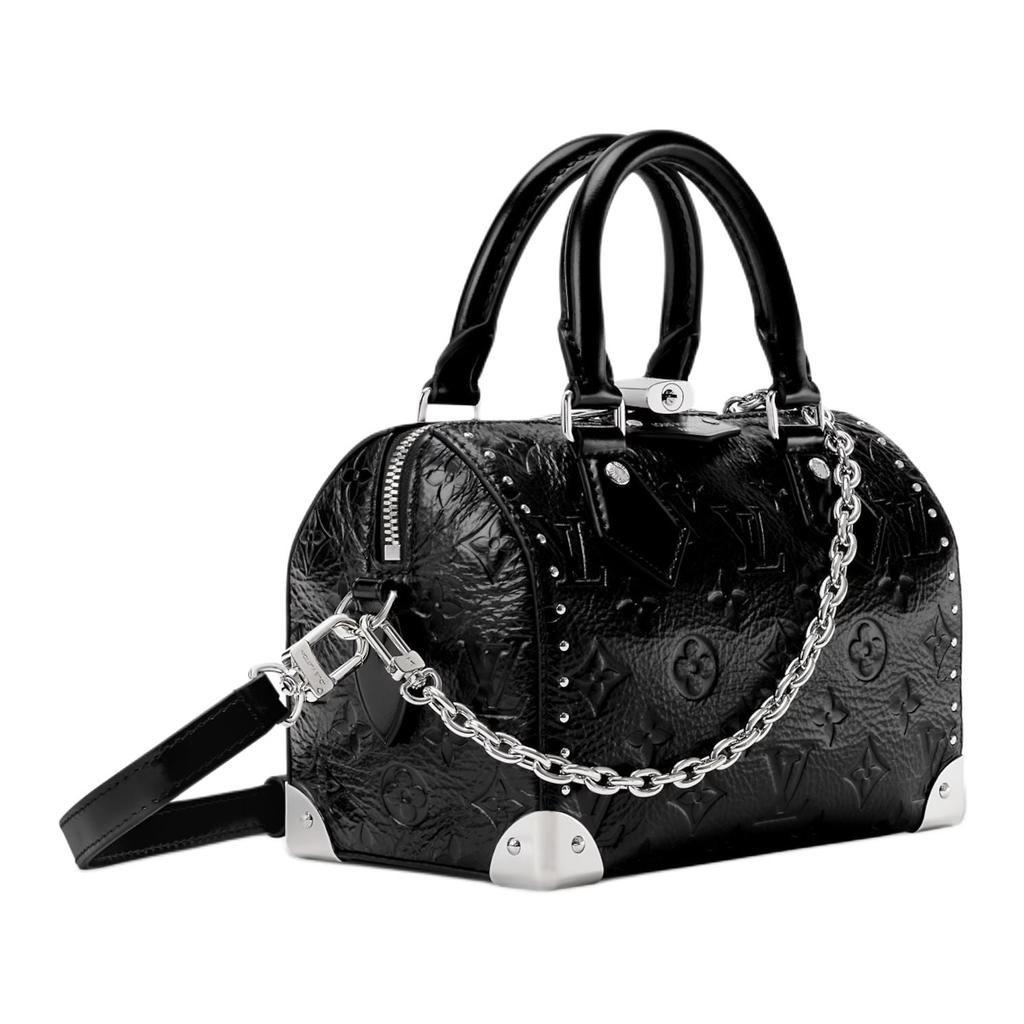 LOUIS VUITTON SpeedyTrunk Cow Leather One Shoulder Handbag 20 Women's Black M27921