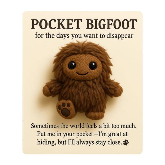 

1/2 шт. Карманные обнимашки Плюшевая игрушка Сасквоч с позитивной карточкой Эмоциональная поддержка Мини-чучело Дикая кукла Плюшевая вдохновляющая игрушка A