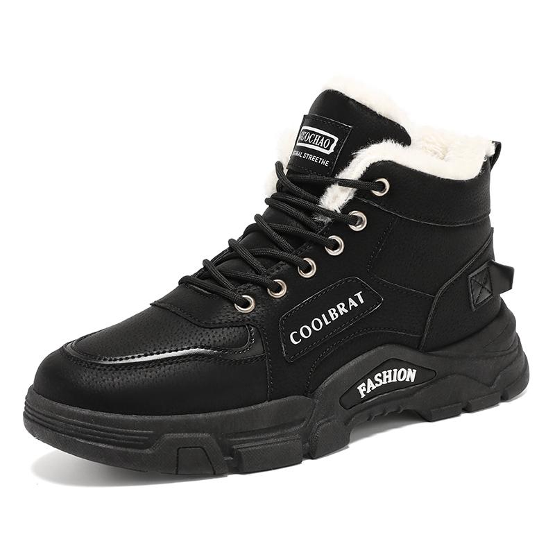 2024 New Winter Men's Boots Waterproof Warm Fur Snow Boots Men's Outdoor Work Casual Shoes Desert Combat Boot Rubber Ankle Boots