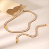 Wind Stainless Steel Inlaid Square Zircon Necklace Bracelet Light Luxury High-end Collarbone Chain Jewelry
