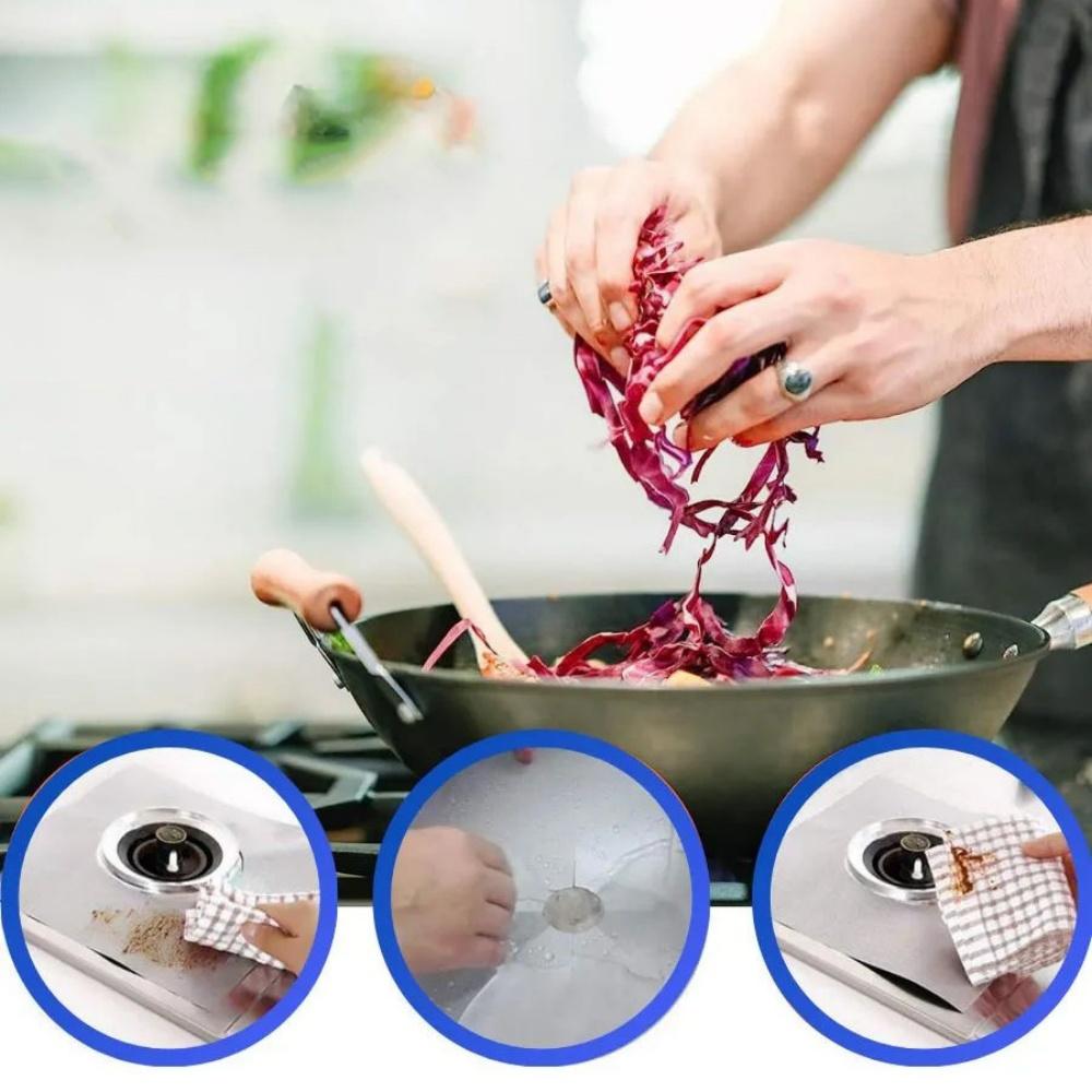 4 Pcs Silver Color Protective Coating For Gas Stoves Reusable Protection