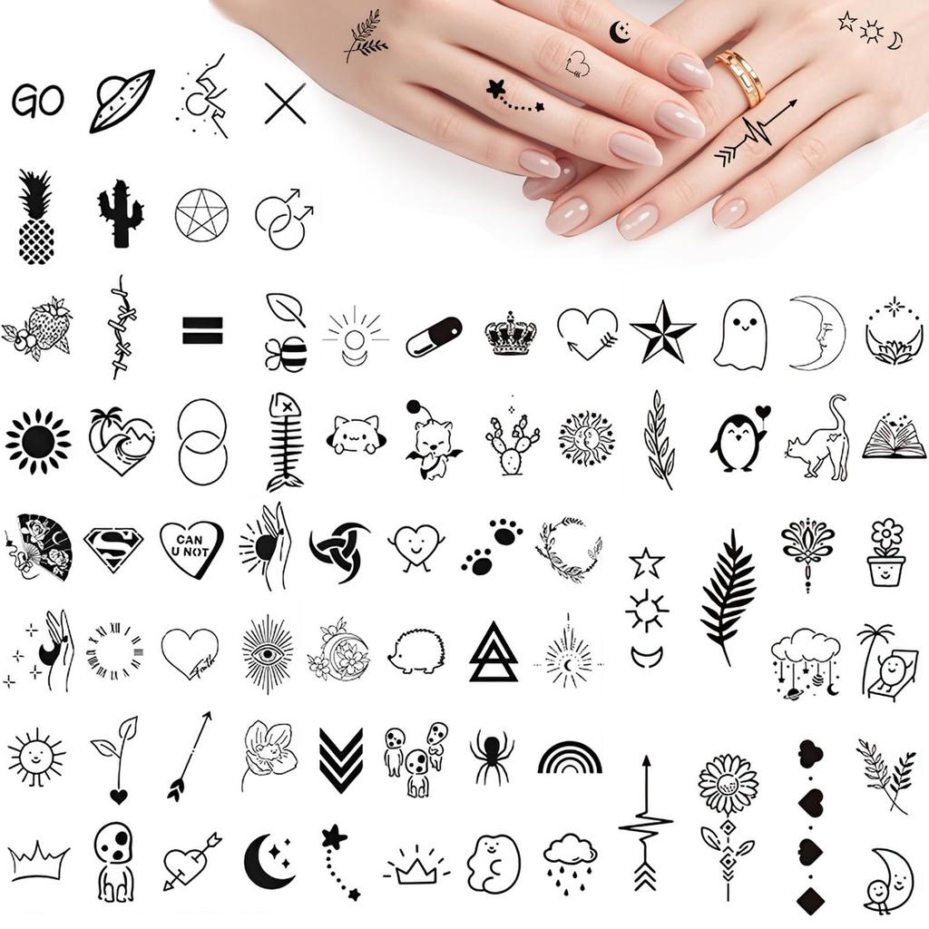 CoolShef 5 Sheet Small Temporary Tattoo Pack | 77 Waterproof Tattoo Sticker Designs | Cute & Long Lasting Fake Tattoos for Women, Teens & Kids | Per