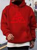 Lingmo Yun Casual Hoodie Sweatshirt with Bold Red Triangle Logo Print - Heather Grey Relaxed Fit Pullover