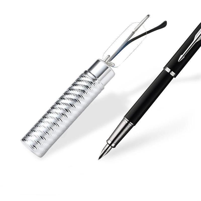 Mini Portable Reading Glasses Small Metal Rimless Presbyopic Eyewear With Pen Tube Case +3.5 +4
