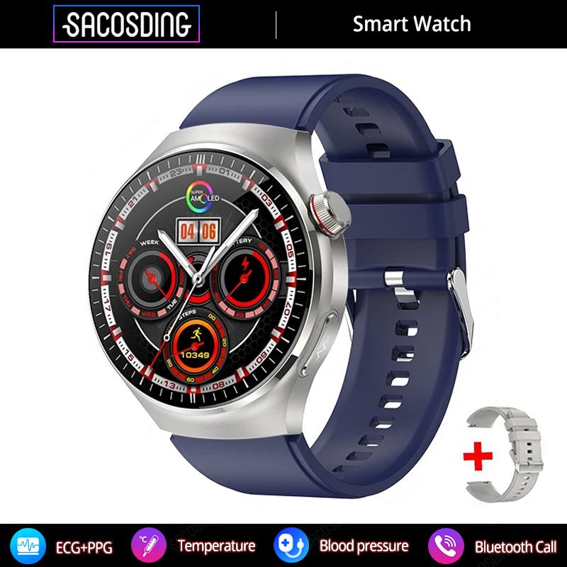 SACOSDING GT4PRO Smart Watch Women Wireless Call ECG+PPG Blood Pressure Health Monitor SOS Sports Fitness Smartwatch For Men