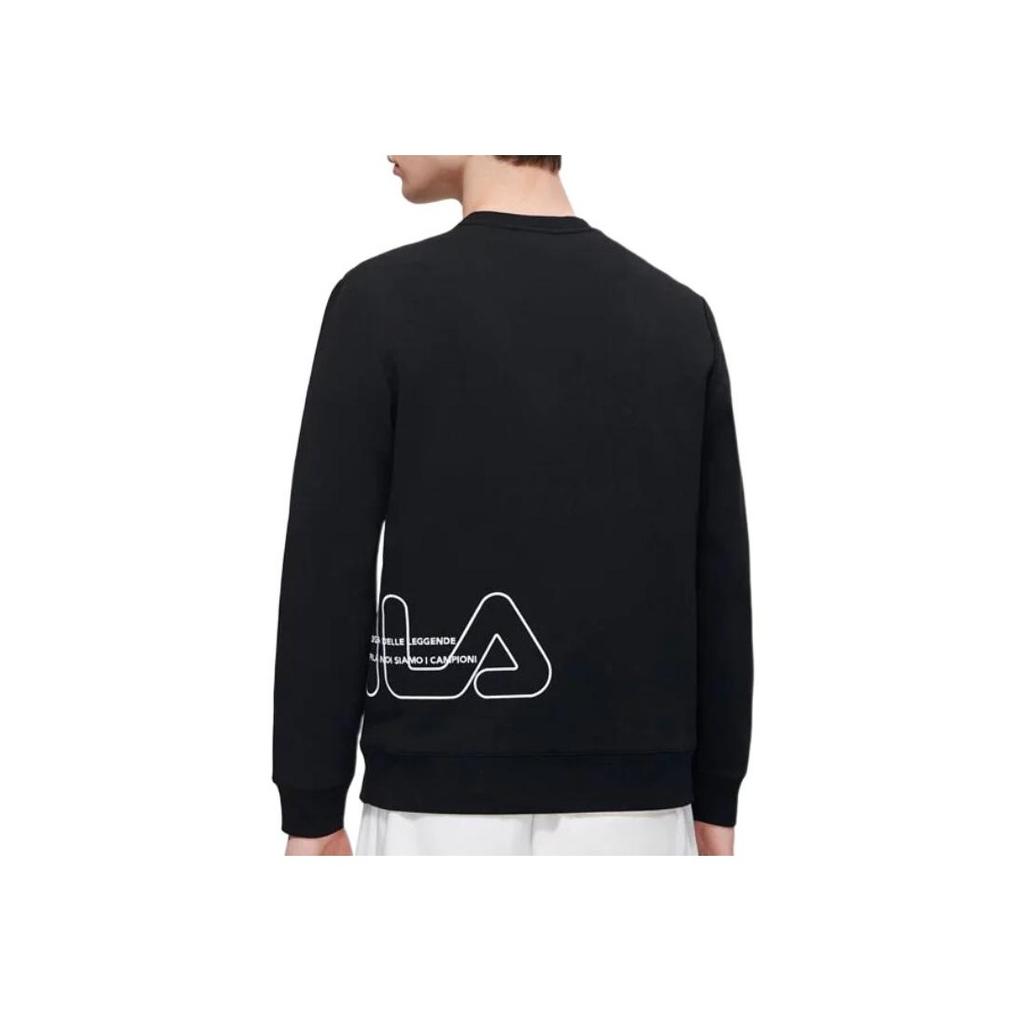 Fila Solid Color Crew Neck Sports Knitted Pullover Sweatshirt Men Sweatshirt Black F11M319202F-BK