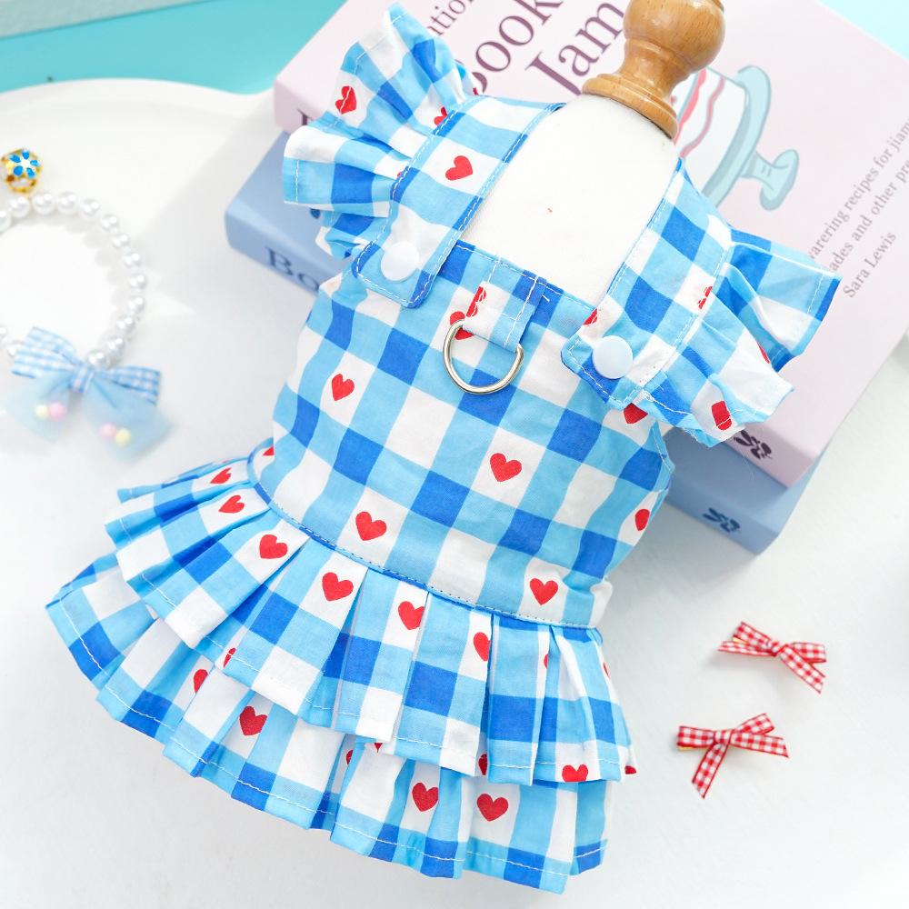 Princess style dog clothes striped cat strap skirt cat dress sub teddy pet clothing dog supplies magic fight