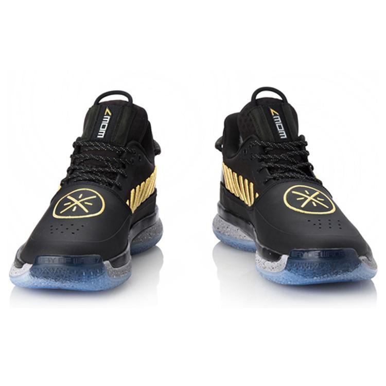 Li Ning WOW 7 Slip Resistant Abrasion Resistant Low top Basketball Shoes Mens Black Gold ABAN079-7