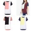 Women's Summer O-neck Loose Short Sleeve Shirt With Leisure Patchwork Design