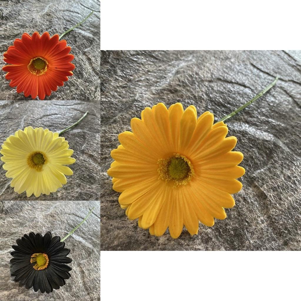Pu Gerbera Daisy Artificial Flower For Wedding Decor Home Styling Soft Rubber Material