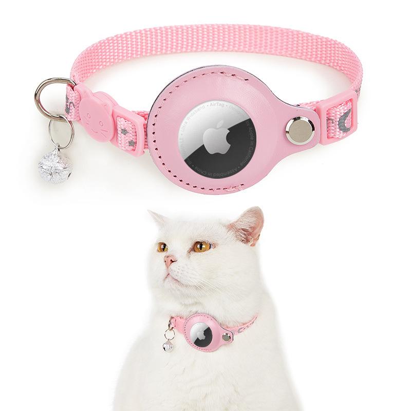 Reflective Cat Collar with Airtag Holder and Bell - Anti-Lost Tracker for Cats