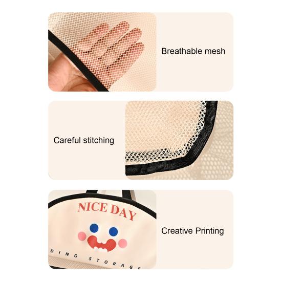Mesh Storage Bag Large Capacity See-through Storage Pouch with Hanging Loop Foldable Wardrobe Organizer