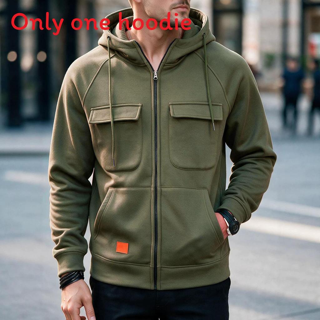 American Style Hoodie With Zipper Pockets For Casual Men Spring Autumn Wear