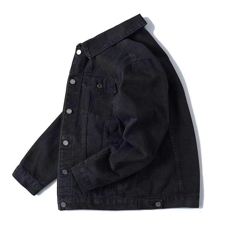 Denim Jacket Men Distressed Turn Down Collar Coats Single Breasted Washed Outerwear Loose Fit Pockets High Street Spring
