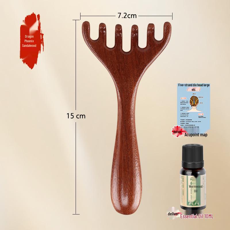 Sandalwood Antler Massager: Five-Claw Scalp Therapy Comb