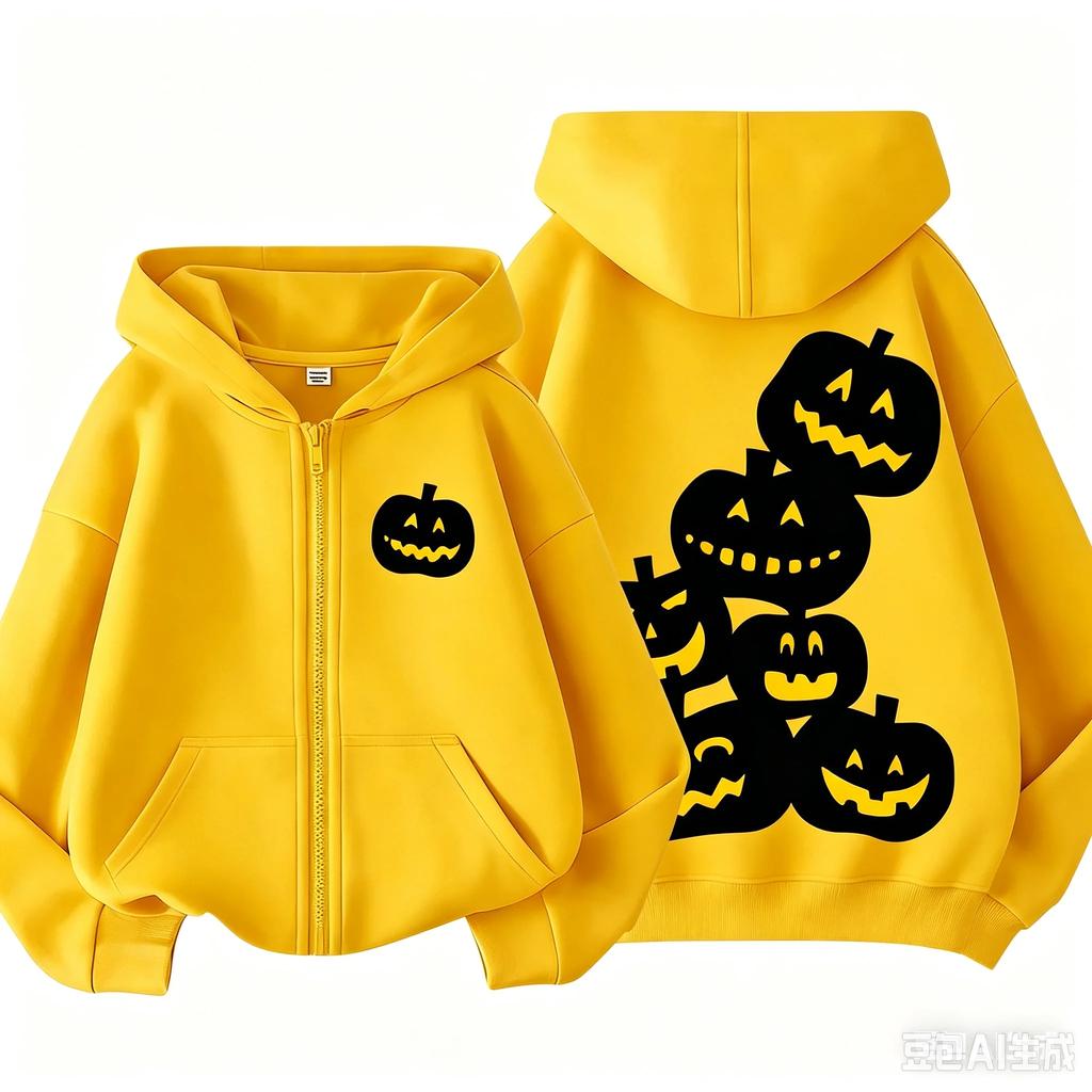 Kids Zip Up Hoodie Stumble Guys Halloween Pumpkin Print Long Sleeve Hooded Jacket Boys Girls Autumn Casual Outerwear With Pocket