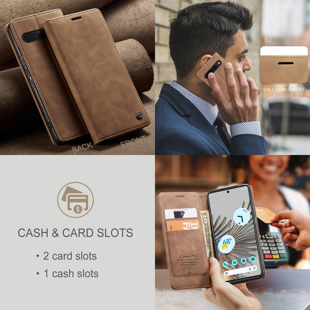 Do Google Pixel 7 Pro 6 Pro Skórzane Etui, CaseMe Retro Portmonetka Luksusowy Magnetyczny Uchwyt na Karty Pokrowiec Portfel na Google Pixel 7 Pro
