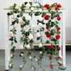 Artificial Rose Vine Ceiling Decor for Air Conditioning Pipe and Hanging Baskets