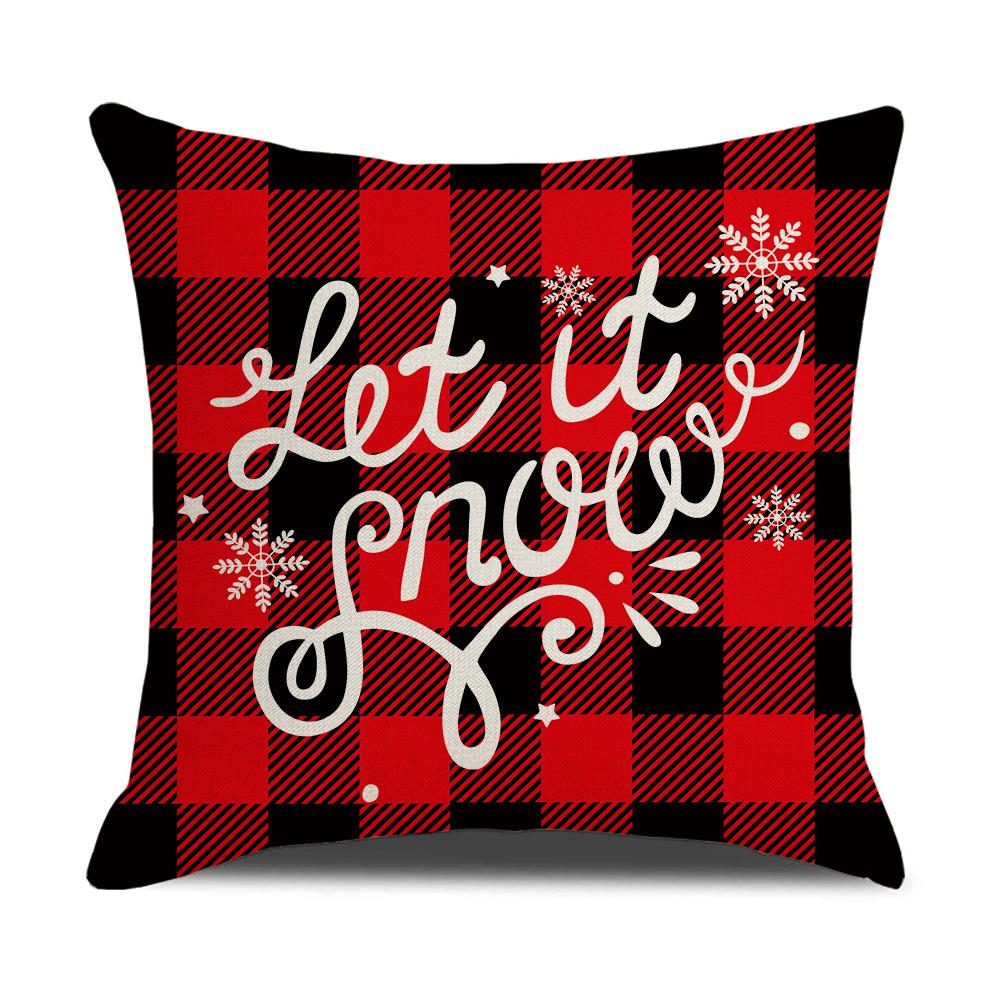 Home Furnishings Cartoon Christmas Pillow Cover Nordic Plaid Linen Cushion Cover Sofa Cushion