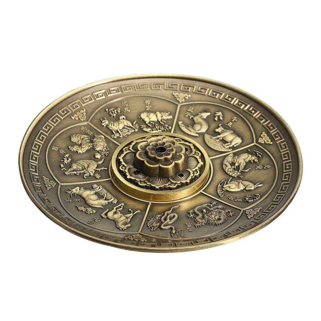 F Porte-encens Rétro Métal Dragon et Phénix Brûleurs d'encens Lotus pour Bâtonnets d'encens Cône Encensoir Assiette Bouddhisme Décoration de Maison