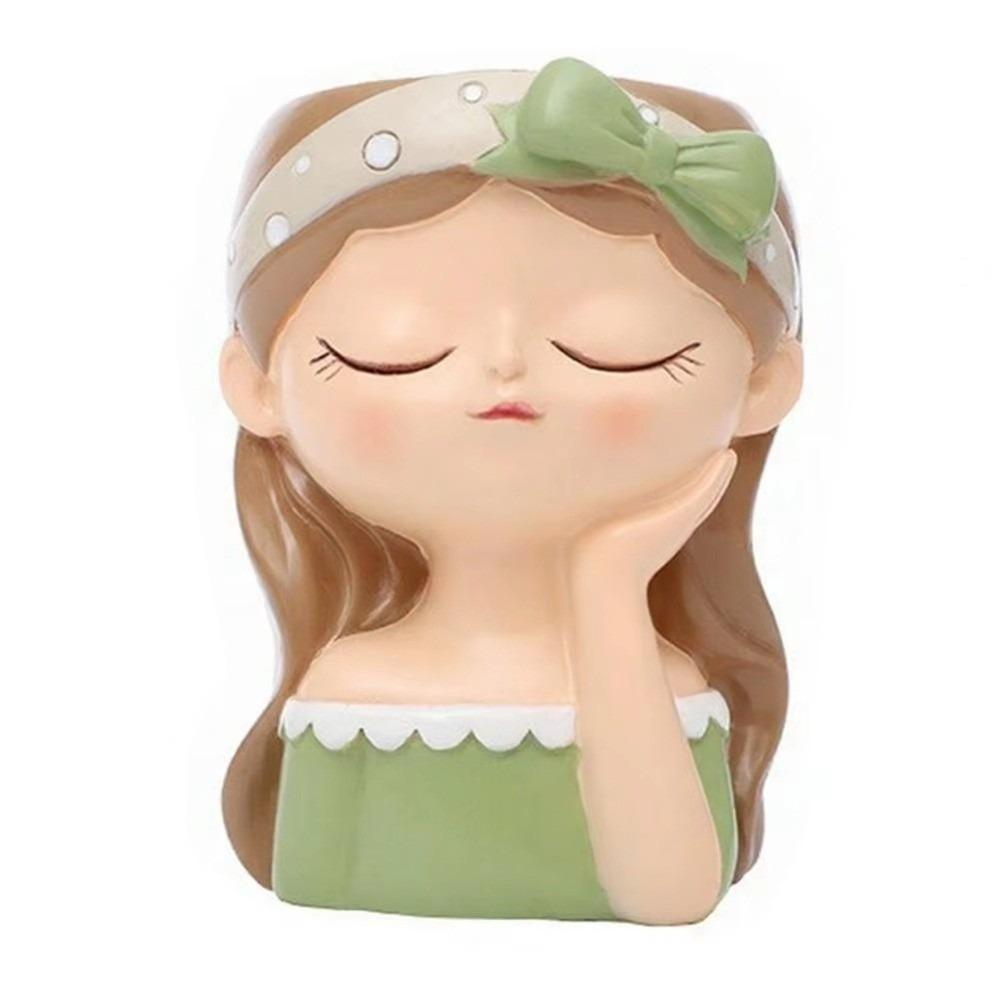 Resin Fairy Flowerpot Nordic Style Bonsai Vase Girl Statue Girl Face Planter Pot Balcony