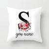 Personalized Name Flower Letter Pillow Case Alphabet Print White Square Pillow Case Dust Cover Bedroom Party Decoration