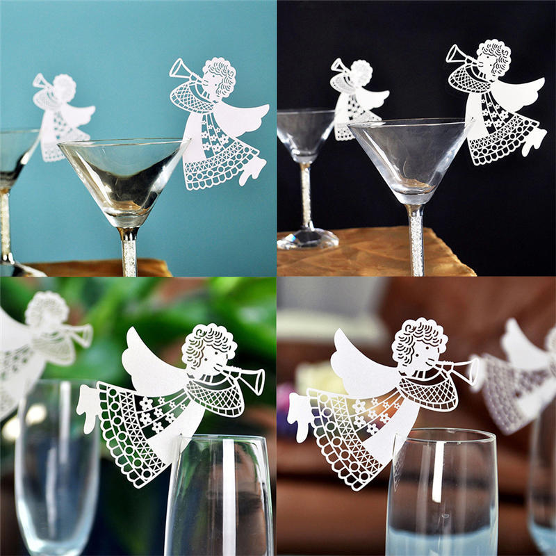 Hot Flying Angel Name Place Card For Wedding Party Table Wine Glass Decoration