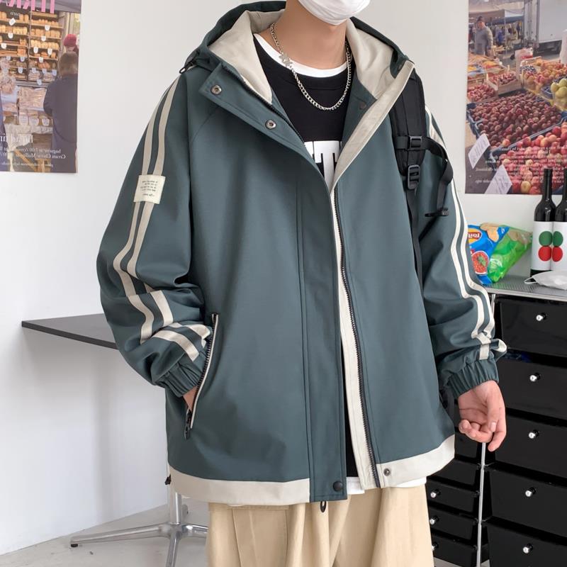 

Мужская одежда с капюшоном для мальчиков на весну и осень, повседневная свободная куртка в стиле Ruffian Handsome в гонконгском стиле 4XL зелёный