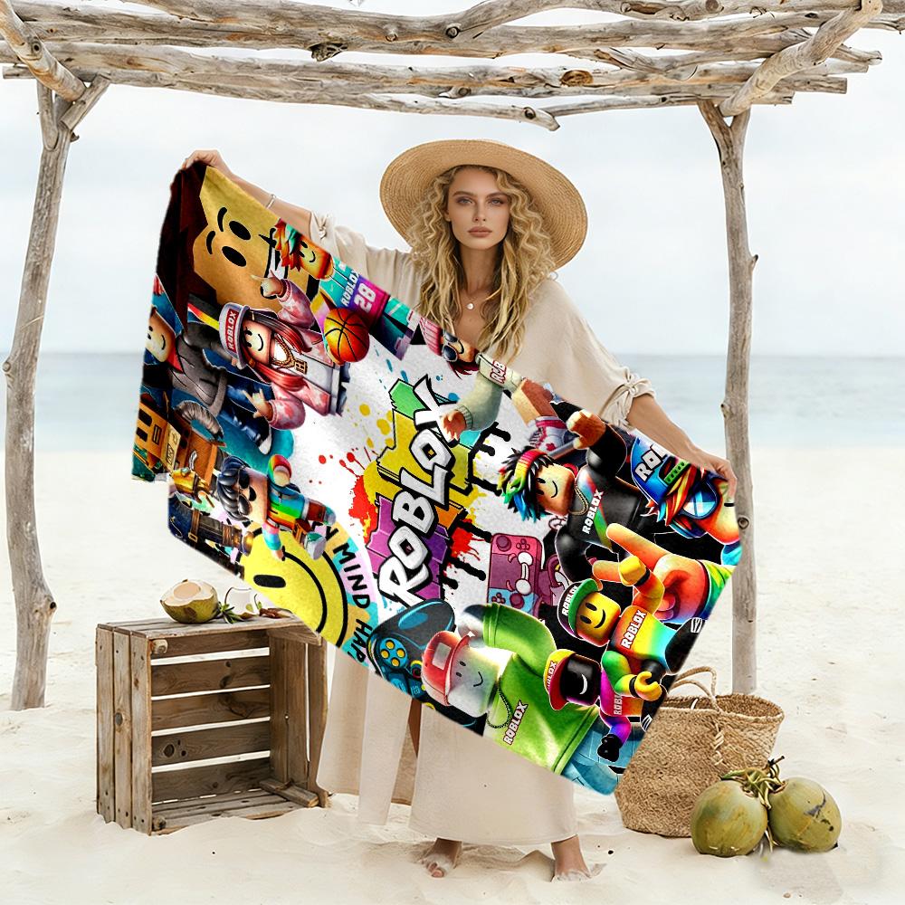 Roblox Beach Towel Super Soft Absorbent Comfortable Lightweight Suitable for Sports, Travel, Swimming, Yoga, Bathroom, Beach, And Pool