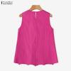 ZANZEA Women Elegant Casual Ruffled Sleeveless Lace Patchwork Tank Tops Tee
