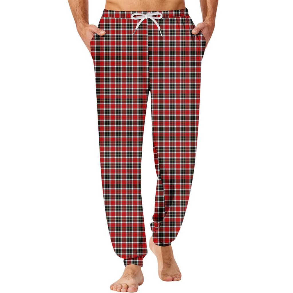 Men's Plaid Print Drawstring Jogger Pants with Pockets Sleepwear for Home