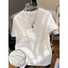 Sommer Neues Damen Freizeit-Kurzarm-T-Shirt, Rundhals, Herz-Paillettenmuster, Lässiges Oberteil
