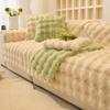 Vinter Tykke Sofa Håndkle Ensfarget Kanin Plysj Sofa Pute Hjørne Myke Slipcovers for Stue Nordic Decor Sofatrekk