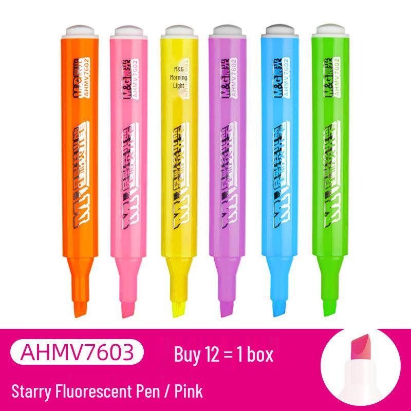 QiXin Vibrant Fluorescent Marker - Colored Glitter Pen for Students, Ideal for Note-Taking & Highlighting