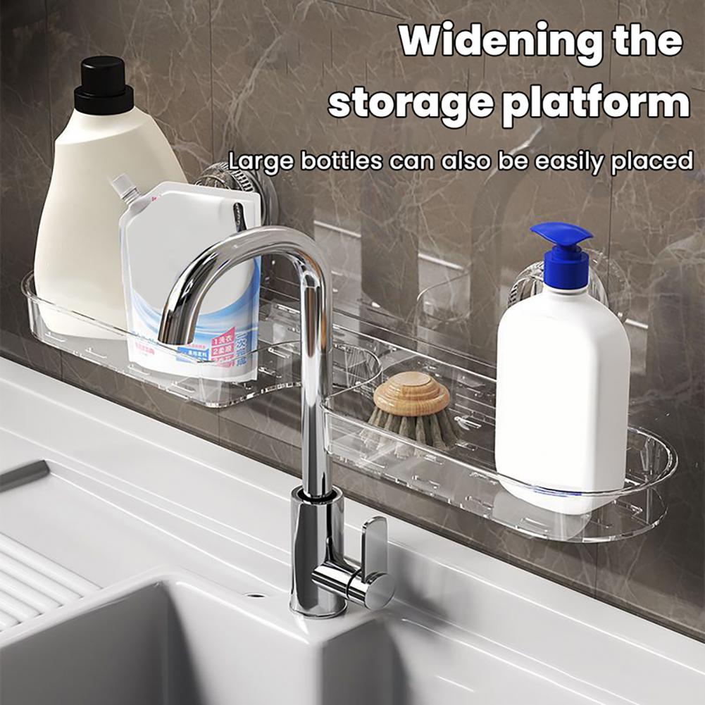 Bathroom Storage Rack with Suction Cup Strong Load-bearing Self-draining Shampoo Sponge Holder Multi-Function Organizer