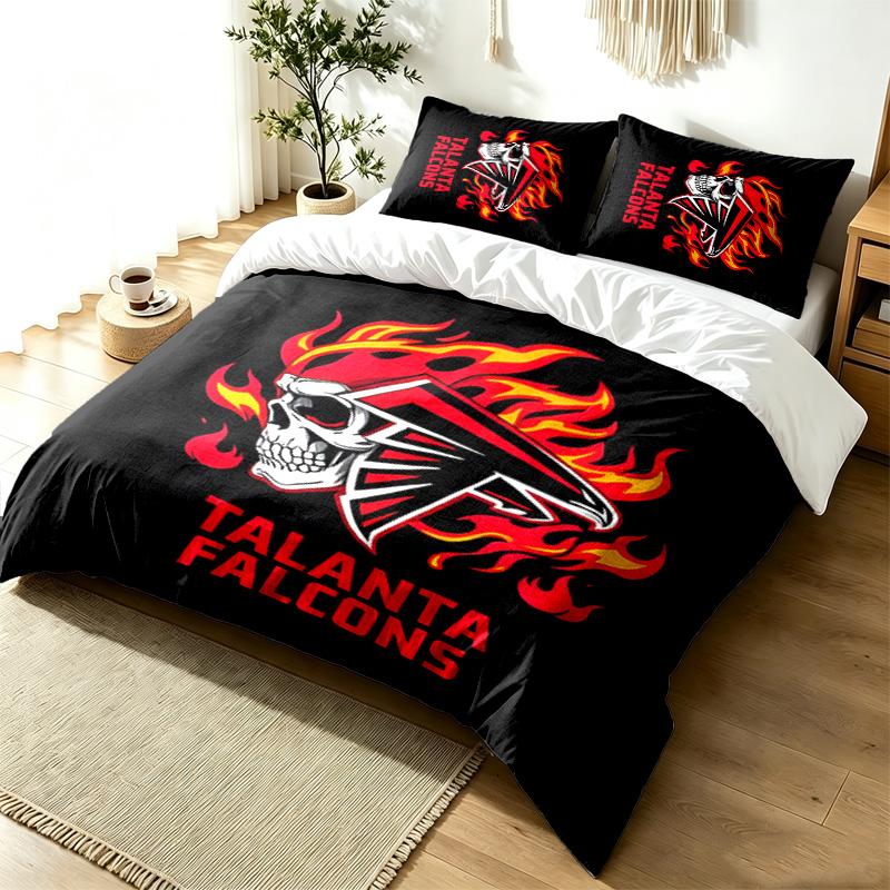 Atlanta Falcons 3-teiliges Bettwäsche-Set Einfaches Modernes Bettwäsche-Set Knitterfest Weicher Stoff Ganzjahresnutzung ein perfektes Geschenk