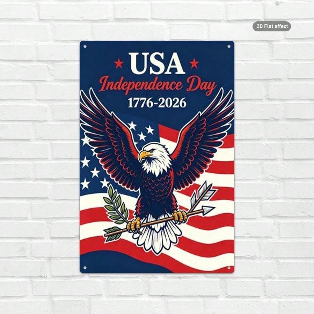 American Independence Day 1776 2026 Vintage Bald Eagle US Flag Tin Sign Retro Wall Art 20x30 Inch Home Bar Decor