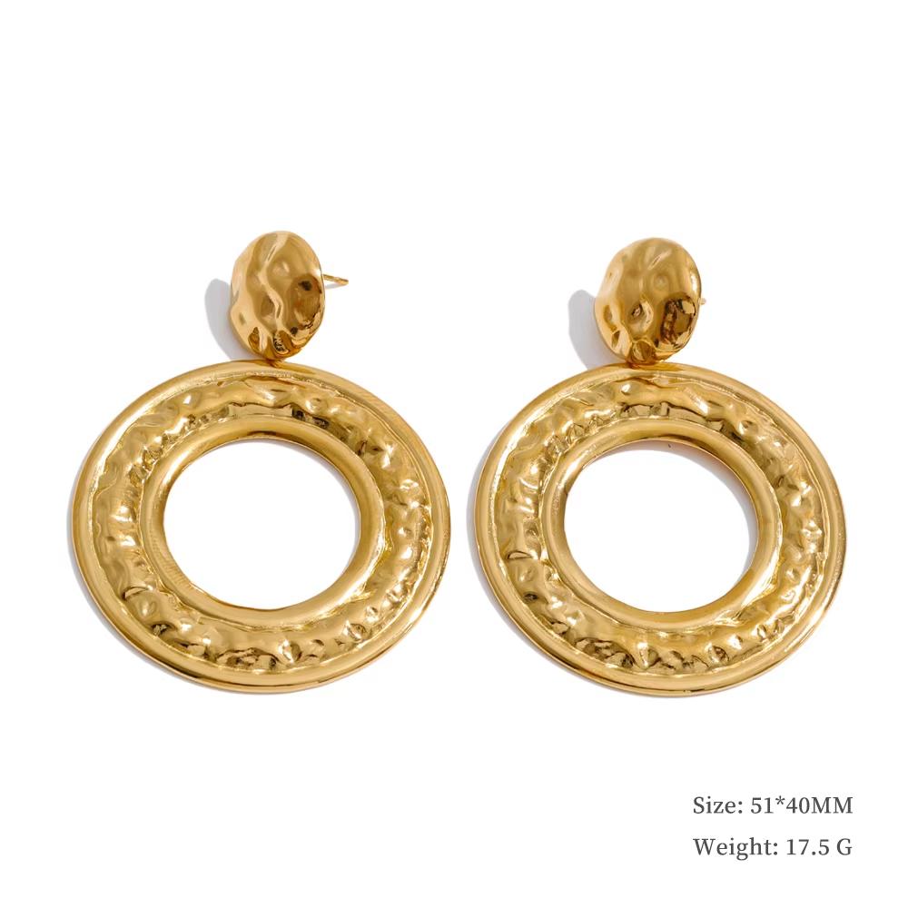 

Yhpup Stainless Steel Round Hollow Drop Earrings for Women Prevent Allergy Metal Daily Casual Minimalist Jewelry Gift PVD Plated