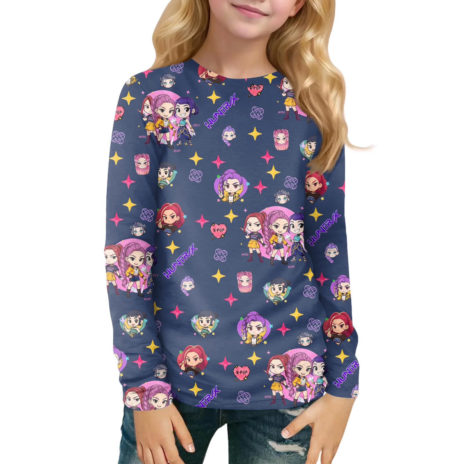 

Детский топ с длинным рукавом и круглым вырезом с принтом ведьмы и цветочным принтом для повседневной носки 150 тёмно-синий