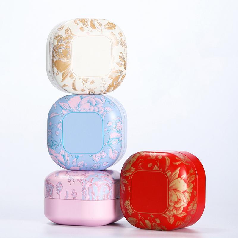 1Pieces Tea Sealed Box Kitchen Storage Container Jar Tin Square Can Candy Canister Vintage Flower Tea Box Outdoor Tableware