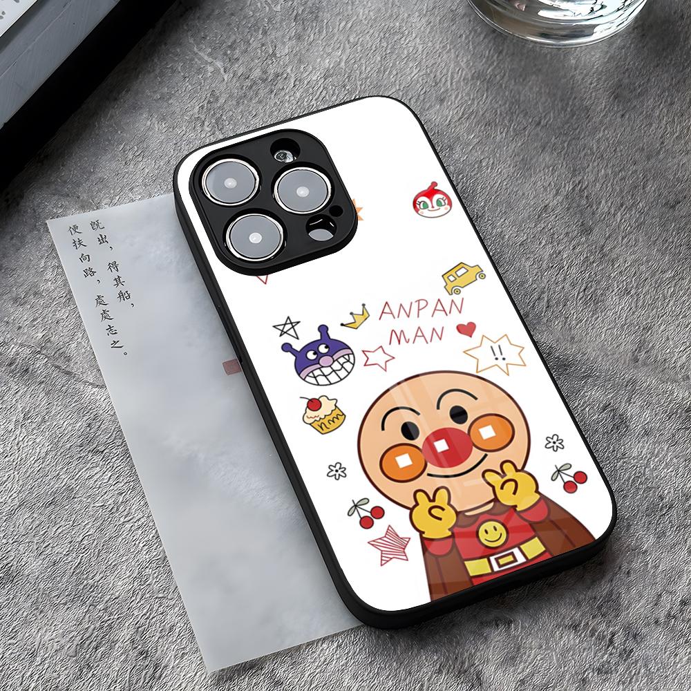 Cartoon Cute Anpanman Phone Case For IPhone 15 Pro Max 14 Pro 12 11 13 Mini X XR XS 16 Plus SE Tempered Glass Back Cover