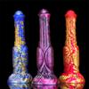 Eggless Horse Cock Mixed Color Liquid Silicone Dildo Female with Oversized Backyard Expansion Anal Masturbator