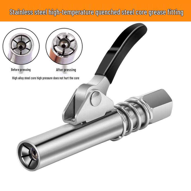 High-Pressure Self-Locking Grease Gun Nozzle with Pliers-Type Head