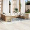 VidaXL Garden Lounge Set with Cushions 9 Pcs Beige Braided Resin 3261982