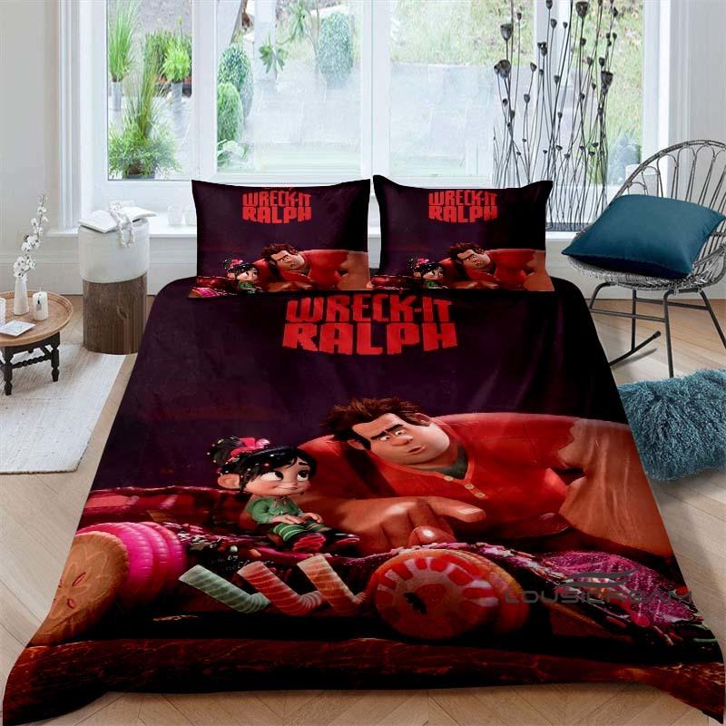 2026 Nuovo Film d'Animazione "Ralph Spaccatutto" Copripiumino e Federa, Set Biancheria da Letto per Bambini, Decorazione per la Camera da Letto
