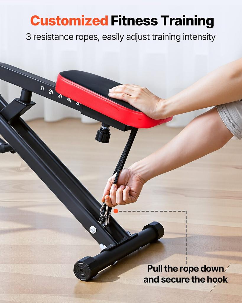 Squat Machine, Deep Squat Rowing Machine for Home, Easy Setup & Foldable Exercise Equipment, Glute Trainer Machine with 3 High-Strength Resistance